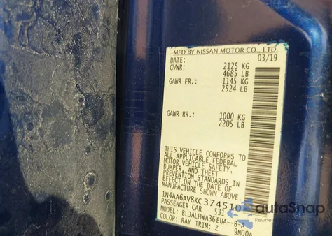 2019 Nissan Maxima 3.5 Platinum from USA, damaged, VIN 1N4AA6AV8KC374510